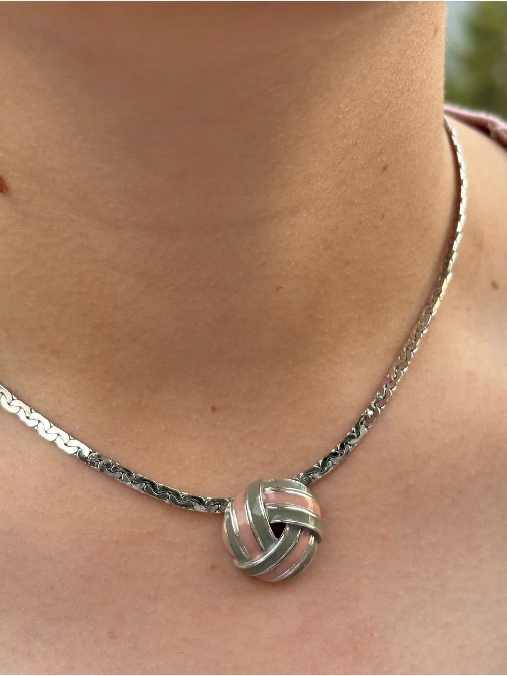 Tricolour Gold Colour Knot Pendant Necklace Canadian Artist D’Orlan